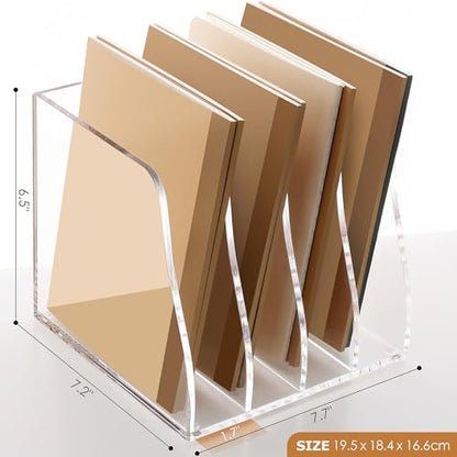 SANRUI Acrylic Desk Magazine Holder File Organizer Sorter,4 Slot Clear