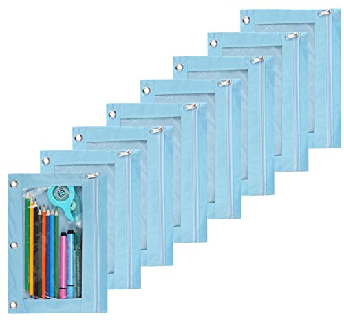 Zippered Pen Pencil Binder Pouch - color: Light Blue