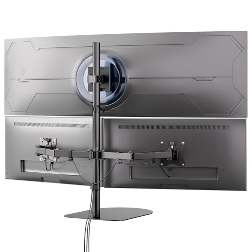 PUTORSEN Freestanding Triple Monitor Mount, 44 lbs Capacity - color: Black-Freestanding, size: 49" Centra & 32" Sides