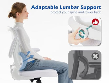 TRALT Ergonomic Office Chair Desk Chair with Adjustable Lumbar Support - color: Angel White