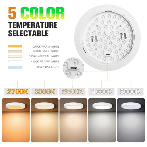ETL Certified 7 inch Ceiling Light Dimmable Ultra-Slim Round LED Ceiling Lights Flush Mount 2700K/3000K/3500K/4000K/5000K 7'' Flat Ceiling Lamp Fixtures 5CCT 8 Pack - size: 7.2 inch-8 Pack