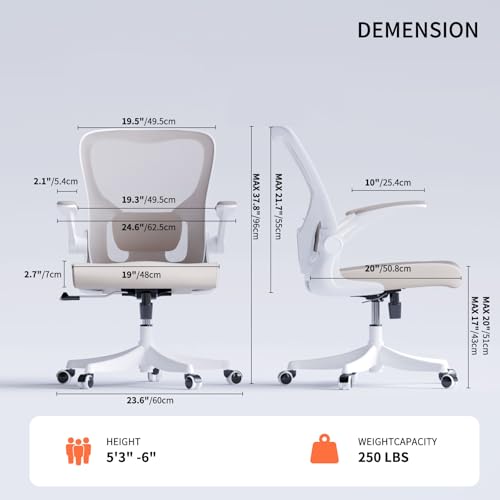 Monhey Ergonomic Mesh Office Chair with Lumbar Support, Khaki - color: 01khaki