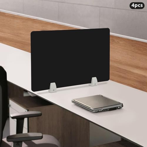 4PCS Desk Dividers Office Partitions, Privacy Desk Panel Protective, Acrylic Plexiglass Shield with Clamps for Offices Schools Call Centers - 23.6”L X15.8”W - color: Black