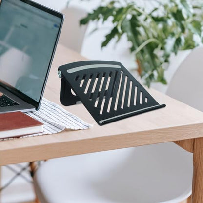 ULTECHNOVO Adjustable Multi-Angle Ventilated Laptop Riser Stand Foldable Desktop Holder for Overheating Prevention and Ergonomic Laptop Elevation, Black