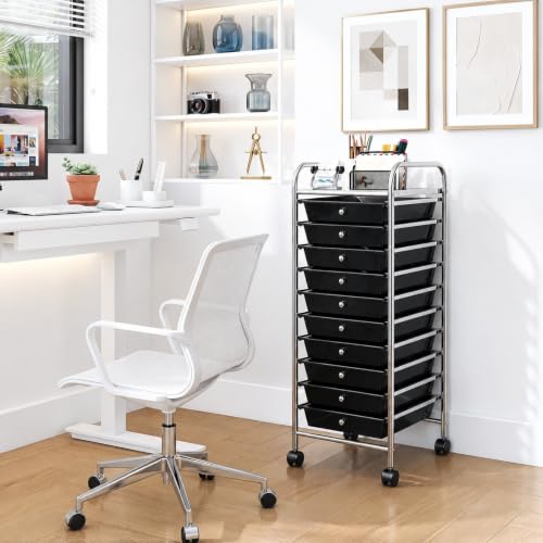 LDAILY Rolling Cart with Drawers, Classroom Storage for Teacher, School - color: Black, size: 10 Drawer