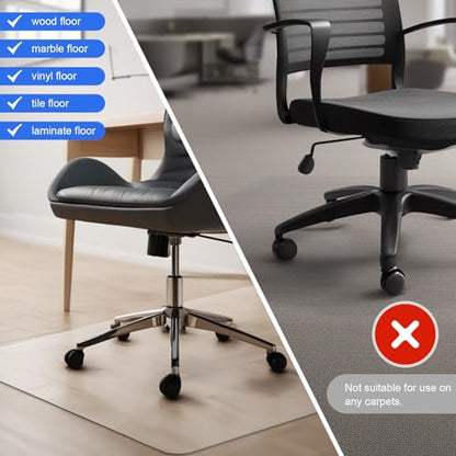 Azadx Office Chair Mat for Hardwood Floor Clear Chair Mat for Easy Glide - size: 51" x 63'' For hard floor