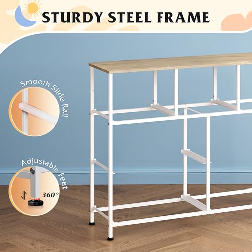 WLIVE 7 Drawer Dresser TV Stand, Entertainment Center, Media Console Table with Metal Frame and Wood Top for TV up to 45 inch, Chest of Drawers for Bedroom, Living Room, Cream White - color: Cream White