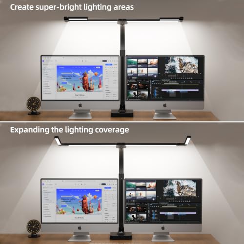 LED Desk Lamp for Home Office, Eye-Caring Desk Light with Remote,Adjustable Flexible Gooseneck,1800LMUltra Bright Table Lamp with Base for Study, Read (Black) (Plus) - size: Plus