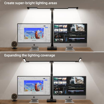 LED Desk Lamp for Home Office, Eye-Caring Desk Light with Remote,Adjustable Flexible Gooseneck,1800LMUltra Bright Table Lamp with Base for Study, Read (Black) (Plus) - size: Plus