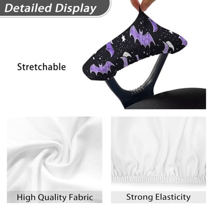 Bat Star Print Office Chair Armrest Covers, 2 Piece Chair Arms Protector for Computer Chair, Comfy Stretch Armrest Covers, Skin Friendly Office Chair Armrest Slipcovers - color: Bat Star - Purple and Black
