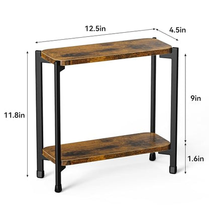 pickpiff 2 Tier Spice Rack Organizer for Kitchen Countertop, Wood and Metal Seasoning Shelf, Space-Saving Spice Organizer for Kitchen Counter, Coffee Bar and Dining Table, Brown