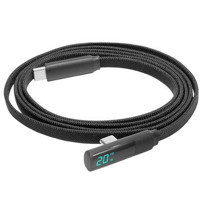 BoxWave Cable Compatible with Logitech Spotlight Presentation Remote - PowerDisplay PD Right Angle Cable (4ft) - USB-C to USB-C (100W), LED Wattage Info Extra Long Braided Nylon - Jet Black