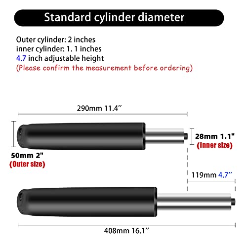 Heavy Duty Gas Lift Hydraulic/Pneumatic Piston for Office Chair,Desk Chair Base Replacement Reinforced Metal Leg