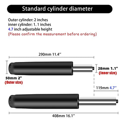 Heavy Duty Gas Lift Hydraulic/Pneumatic Piston for Office Chair,Desk Chair Base Replacement Reinforced Metal Leg