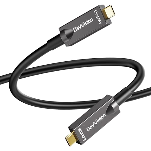 Full-Featured Fiber Optic USB C Video Cable 33FT, Support 4K@60Hz,10Gbps,PD 60W,USB 3.2 Active Optical Cable Built in German SiliconLine Chip for Logitech Camera,VR,Laptop,Video Conference - size: 33FT