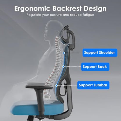 Soohow Ergonomic Office Chair, High Back with 3D Armrest, Black & Navy