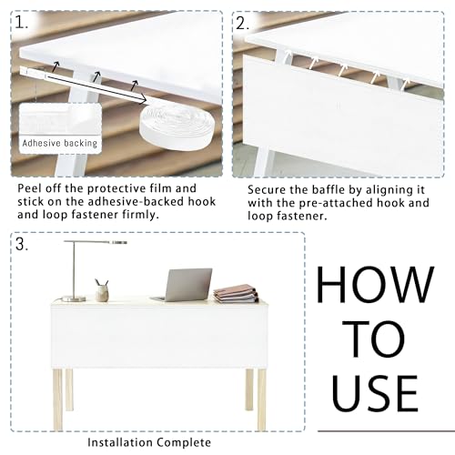 60" Under Desk Privacy Panel White Self-Adhesive Modesty Panel 600D Heavy Duty Desk Skirt Privacy Divider for Office Home or Standing Workstation Concealer Shield - size: White - 60"W