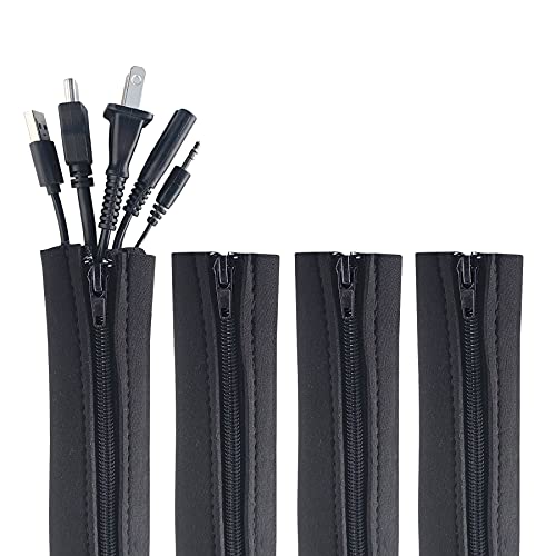 Wrap-It Storage Zipper Cable Sleeve, Black, 24", 4-Pack - size: 24in (4-Pack)