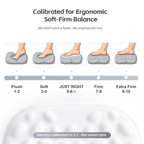 Foot Rest Under Desk, Memory Foam Ergonomic Footrest, Grey | Massage Pebble Surface, Office Foot Stool for Under Desk at Work, Gaming Foot Rest, Washable Cover, Non-Slip Base - color: Pebble Gray