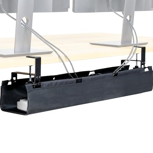 VIVO Black Clamp-on 31 in Fabric Cable Management Tray, DESK-AC31F-C - size: 31"