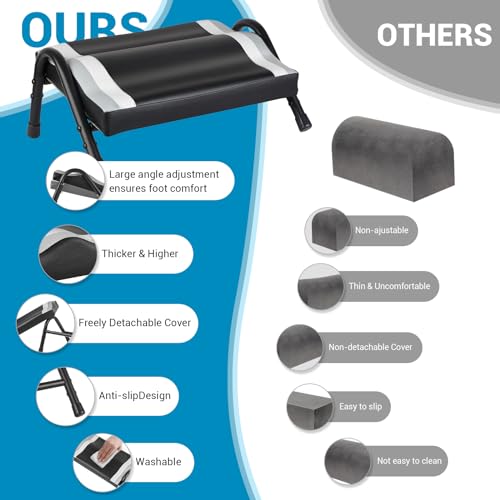FUSLITE Ergonomic Adjustable Under Desk Foot Rest， Black - color: White and Black Alternating