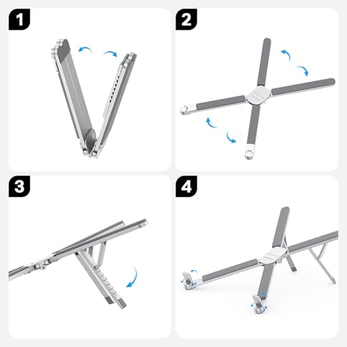 OMOTON Foldable & Portable Laptop Stand for Desk, 6-Level Adjustable Riser