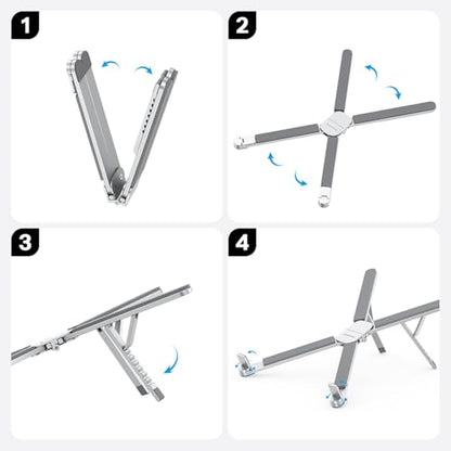 OMOTON Foldable & Portable Laptop Stand for Desk, 6-Level Adjustable Riser