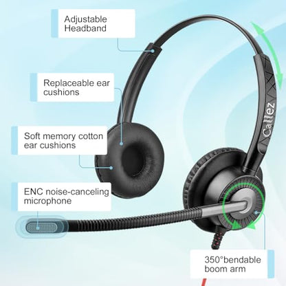 Callez Wired USB Headset with ENC Dual Noise Cancelling Mics for PC Laptop