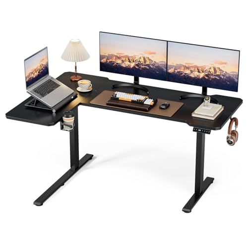 Acrolix L Shaped Electric Standing Desk, 59x40 Inch Reversible, Black - color: Black, size: 59