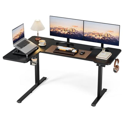 Acrolix L Shaped Electric Standing Desk, 59x40 Inch Reversible, Black - color: Black, size: 59