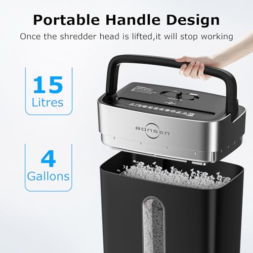 Bonsen 10-Sheet Cross Cut Paper Shredder for Home Office Heavy Duty - color: Black, size: 10-Sheet Cross Cut