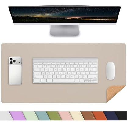 AFIING Desk Mat, Beige, 23.6" x 13.8", Desk Pad Protector - color: Beige, size: 23.6" x 13.7"