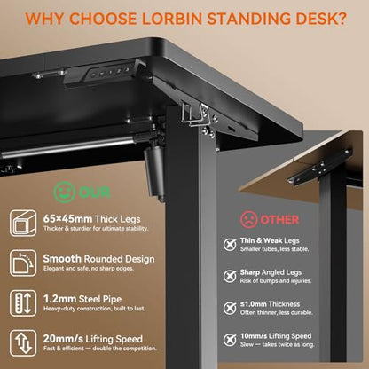 Standing Desk, 63 x 24 Inches Electric Height Adjustable Desk, Sit Stand up Desks, Memory Computer Home Office Gaming Desk with 3 Preset Heights, Table Cable Management Box,Black - color: Black, size: 63 x 24 inch