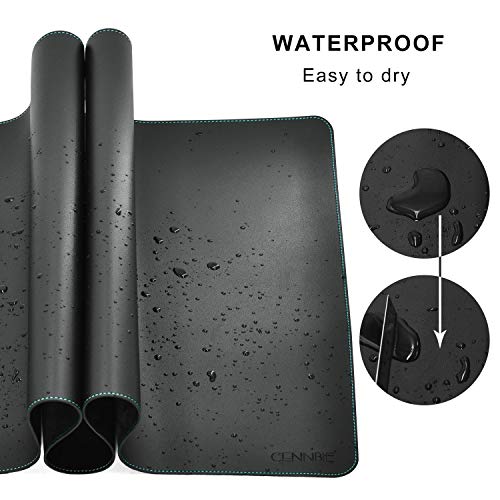 CENNBIE Leather Desk mat Protecter 47.2X19.6in Super Large(Black) - color: Black, size: 19.6" x 47.2"