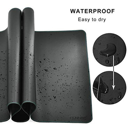 CENNBIE Leather Desk mat Protecter 47.2X19.6in Super Large(Black) - color: Black, size: 19.6" x 47.2"