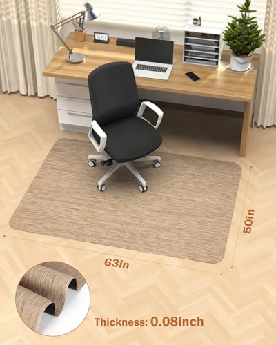 Blvornl Office Chair Mat for Hardwood Floor, 50"*63" Desk Computer Chair Mat for Hard Wood, Large Anti-Slip Hard Floor Protector for Rolling Chair, PVC Desk Rug for Office Red Brown - color: Red Brown, size: 50"*63"
