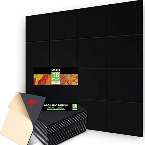 18 Pack Black Acoustic Panels 12"X12"X 0.4"Sound Absorbing Panel Wall Decoration Soundproof Wall Panels High-Density Sound Deadening Panels Acoustic Treatment Panel For Home Studio - color: black-square