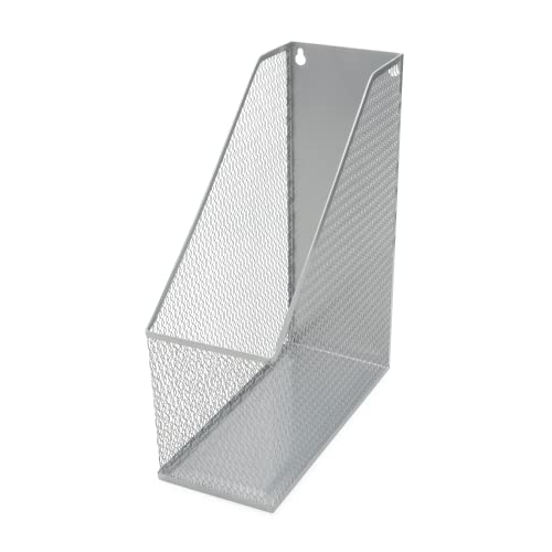 YBM HOME Mesh Steel Deluxe Magazine Rack, Extra Wide Magazine File Holder (1, Silver) - color: Silver
