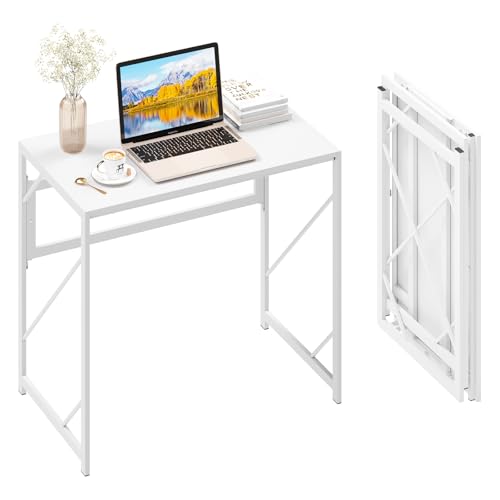 Elephance Folding Desk Writing Computer Desk for Home Office No-Assembly | Study Office Desk,Foldable Table for Small Spaces,31.5 Inch,White - color: White, size: 31.5 Inch
