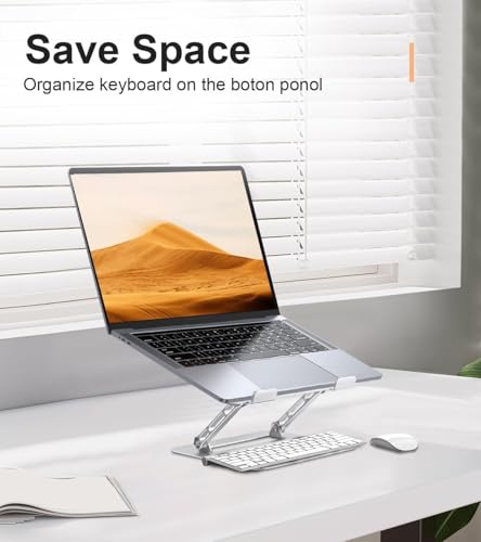 Aoviho Adjustable Laptop Stand for Desk,Portable Laptop Stand Holder and Riser,Foldable Aluminum Notebook Computer Stands for MacBook Air Pro HP Lenovo Dell Samsung Chromebook, 10-15.6 inch, Silver - color: Silver
