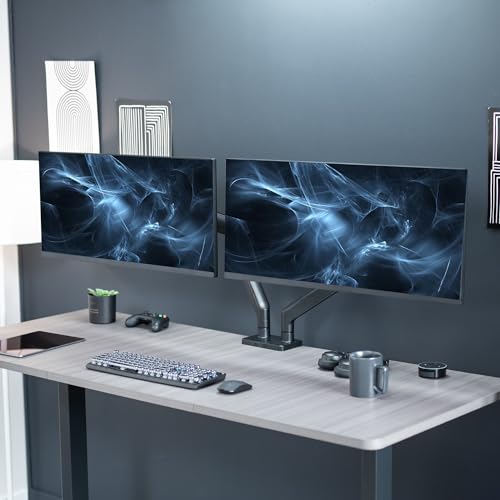 VIVO Heavy Duty Dual Ultra-Wide Monitor Desk Mount, Mechanical Spring Height Adjustable Stand for 2 Ultrawide Screens up to 45 inches, 44 lbs Capacity per Arm, Black, STAND-V200D