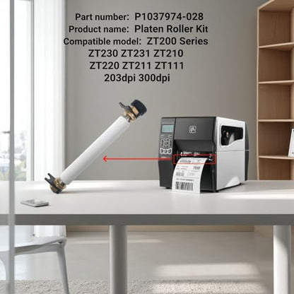 Thermal Barcode Label Printer Feed Platen Roller Kit fits Zebra ZT230 ZT231 ZT210 ZT220 ZT111 ZT211 203dpi 300dpi P/N: P1037974-028