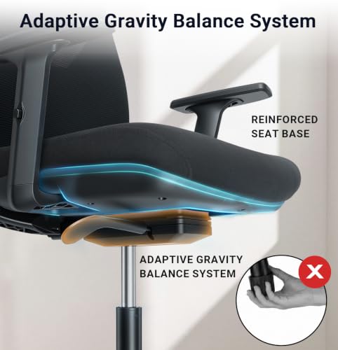 HYLONE Big and Tall Office Chair, High Back Mesh Chair with Adaptive Gravity Balance Recline, Adjustable Headrest & Lumbar Support, Comfortable Home Office Chair, X-Frame Structure