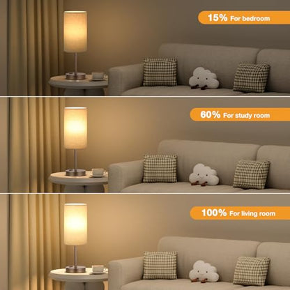 Fenmzee Touch Table Lamp - Beige, 3-Way Dimmable, USB A + C Charging, AC Outlet, 17.4inch Medium, Brown Metal Base - color: Beige - Brown, size: 17.4" Touch Control