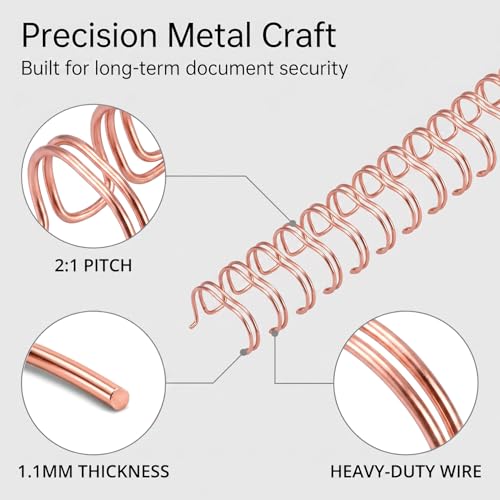 QWORK Double Loop Wire Binding Spines, 50 Pcs 5/8 Inch 2:1 Pitch for Letter Size 140 Sheet Capacity, Metal Wire Binder Spines for Presentations Reports Notebooks