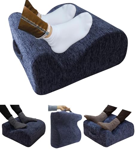 Desk Footstool - Ergonomic, Non-Slip Footstool with Two-Way tilt Design and Comes with a Removable, Washable Cover. Suitable for desks, Homes, Offices, and Cars (Dark Blue). - color: Dark Blue