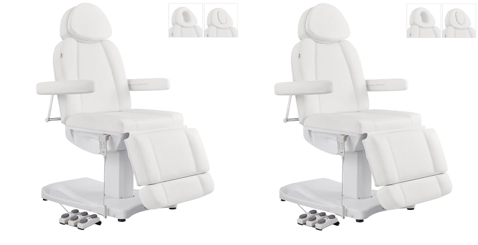 Full Electrical Medical Aesthetic Chair Facial Beauty Bed Podiatry Doctors Office Chair with 3 Motors INK - color: White-2pack