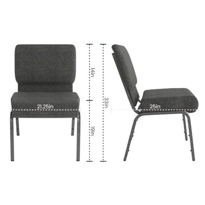 Flash Furniture 4 Pack HERCULES Series 21''W Church Chair in Dark Gray Fabric - Silver Vein Frame - color: Dark Gray Fabric/Silver Vein Frame, size: Set of 4