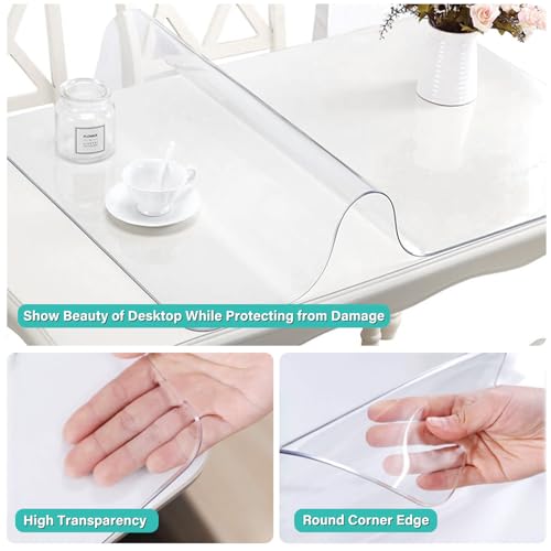 12x54 Inch Clear PVC Table Cover Protector Rectangle Vinyl Table Pad Cover Desk Blotter Mats on Top of End Bedside Table Night Stand Office Desk Dining Coffee Table Easy Clean Non-Slip - color: New Clear 1.5mm, size: 12 X 54 Inches