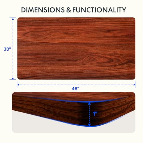 FLEXISPOT EN2 48"x30" Whole-Piece Standing Desk with Power Strip, Mahogany | Whole-Piece Desktop, Easy-Access Clamp Power Strip, Organized Cable Management, Modern Home Office Setup - color: Mahogany Top + White Frame, size: 48x30"
